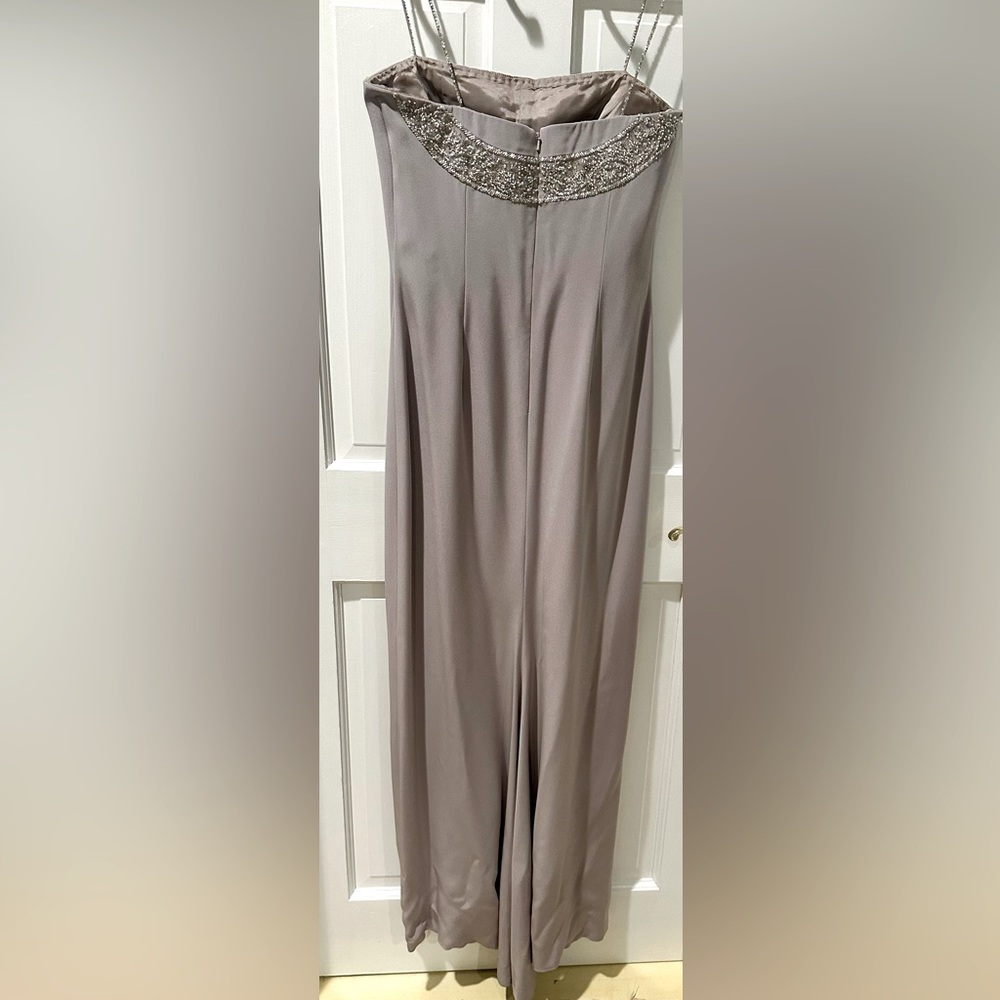 B’zar strapless full length light gray sequin accent full length only worn once